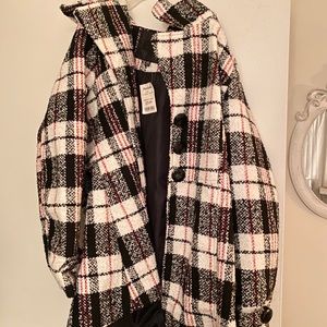 Black and White Plaid Coat